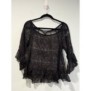 Miss Chievous Top Womens Large Lace Sheer Wednesday Dark Romantic Vamp Festival